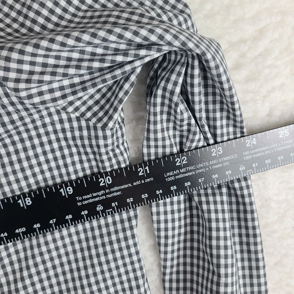 Banana Republic Shirt Mens Medium Black Gray Check Non Iron Slim Dress Button Up